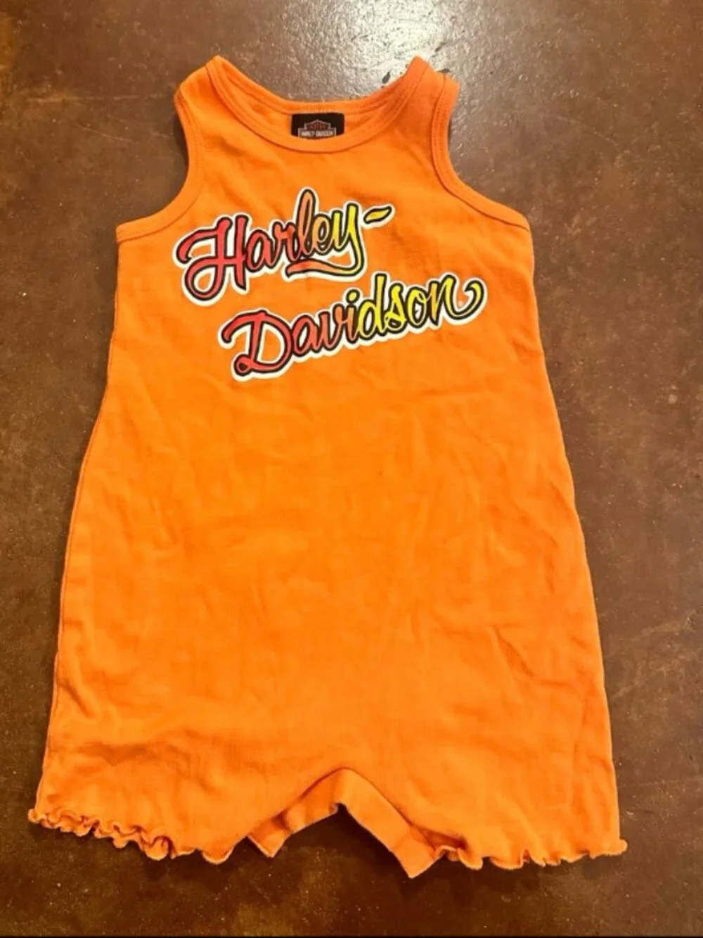 Harley-Davidson Orange Baby Girl Tank Top Romper Size 2/3T